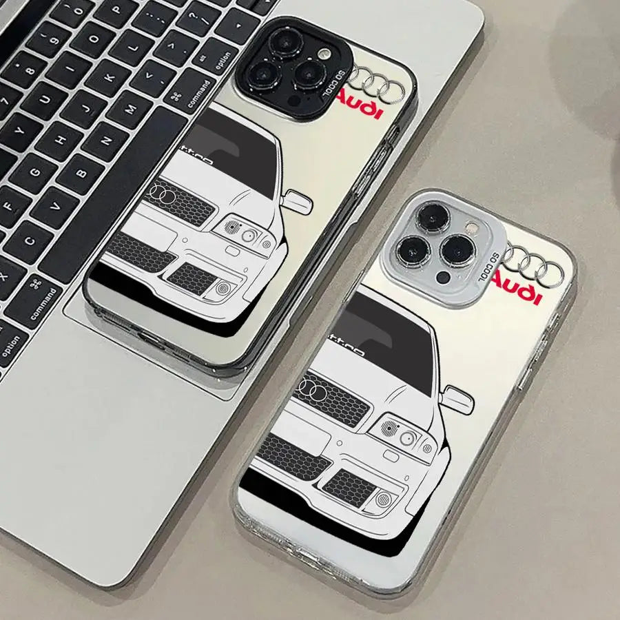 Luxury A-Audi Car Cover Phone Case for iPhone 16 14 Pro MAX 15 Plus 11 12 16Pro 13Pro 16e 13