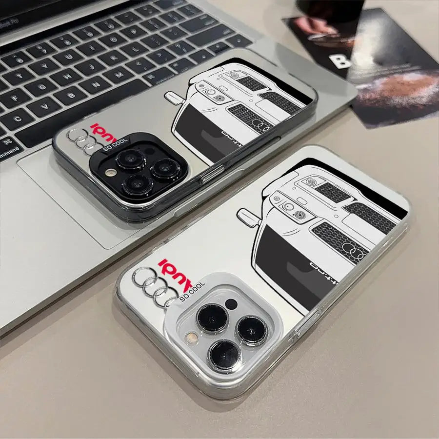 Luxury A-Audi Car Cover Phone Case for iPhone 16 14 Pro MAX 15 Plus 11 12 16Pro 13Pro 16e 13