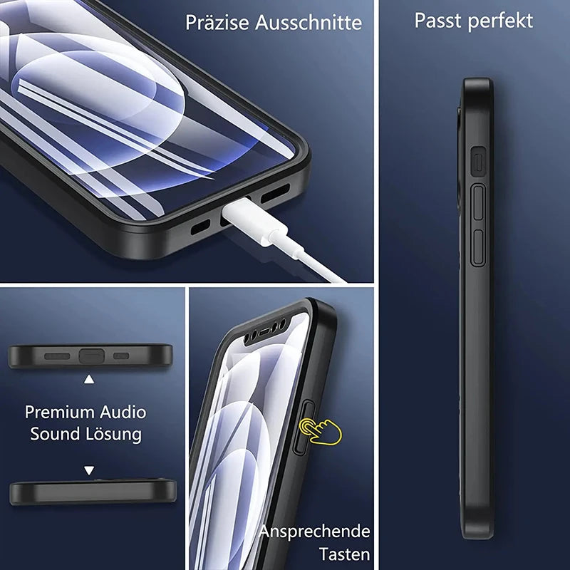 360 Degree Case For iPhone 15 14 13 12 11 Pro Max 14 Plus XS MAX XR Transparent Cover Full Body Rugged Built-in Screen Protector