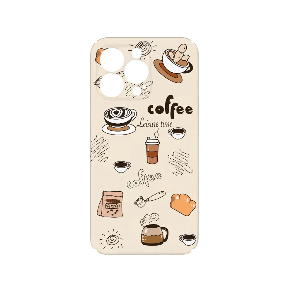 Cute of Coffee and Desserts 2-in-1 Fashion Case for IPhone 15 14 13 Pro Max Back Phone Cover for 12 11 Pro Max XR XS MAX Capa