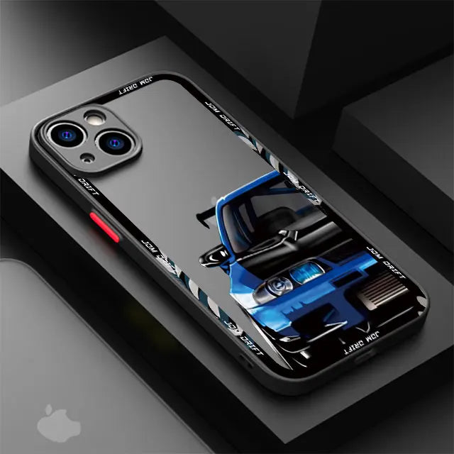 Cool Car Cover Phone Case for iPhone 11 12 Mini 13 14 16 15 Pro 15 16 Pro Max Matte Hard Shell