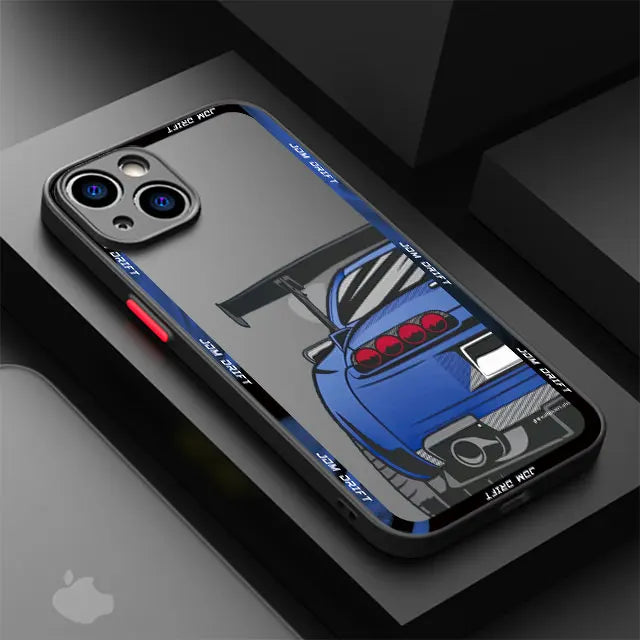 Cool Car Cover Phone Case for iPhone 11 12 Mini 13 14 16 15 Pro 15 16 Pro Max Matte Hard Shell