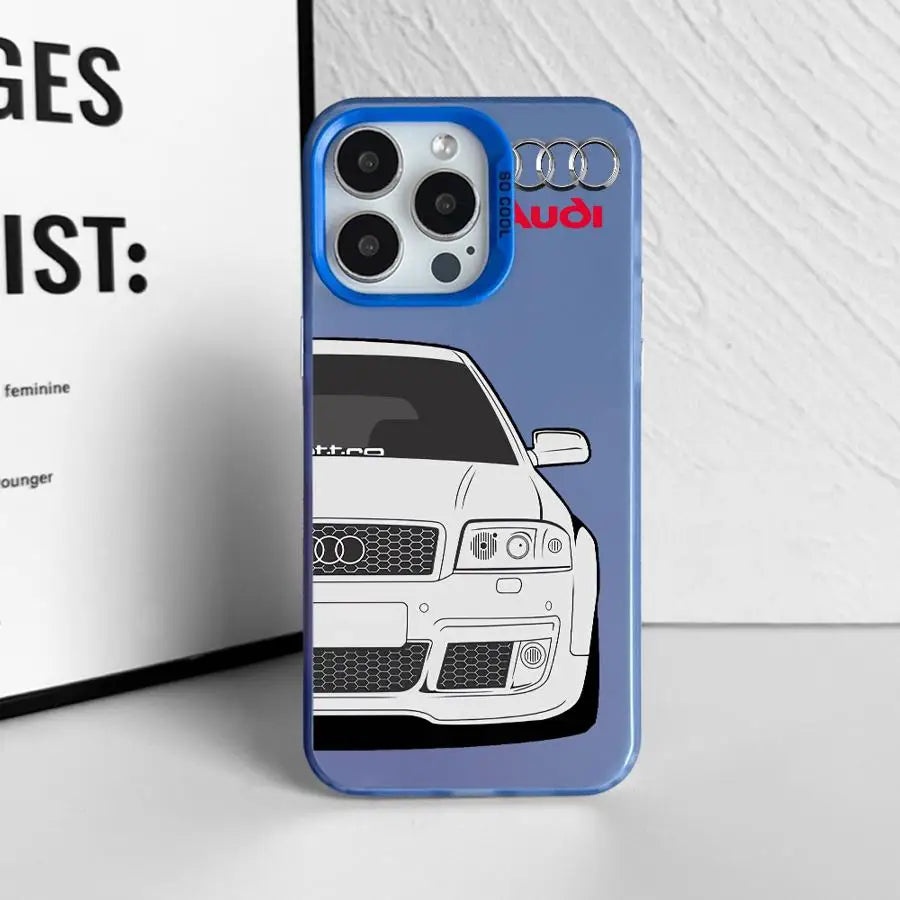 Luxury A-Audi Car Cover Phone Case for iPhone 16 14 Pro MAX 15 Plus 11 12 16Pro 13Pro 16e 13