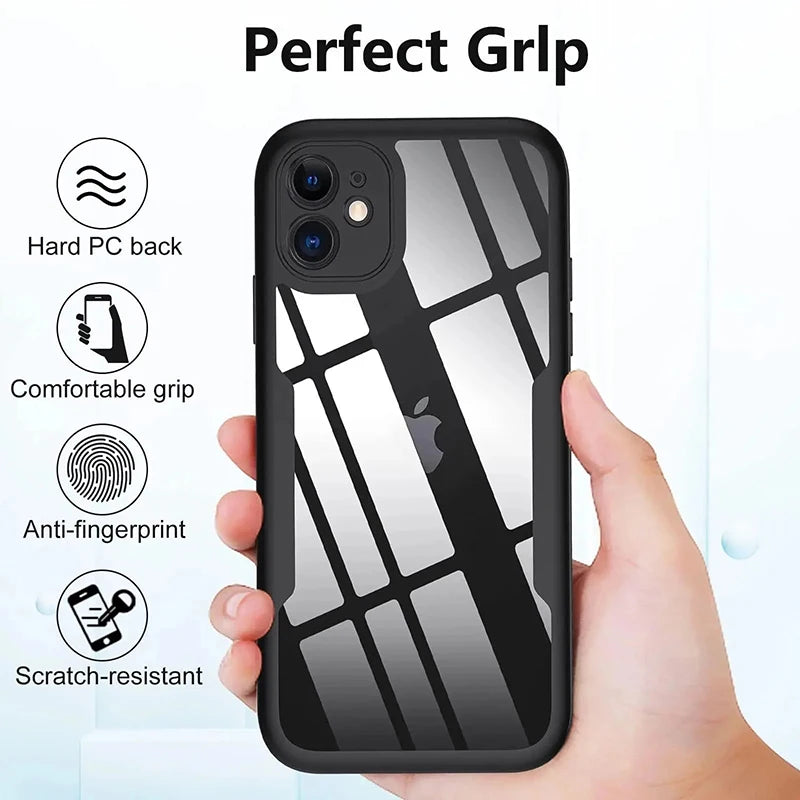 360 Degree Case For iPhone 15 14 13 12 11 Pro Max 14 Plus XS MAX XR Transparent Cover Full Body Rugged Built-in Screen Protector