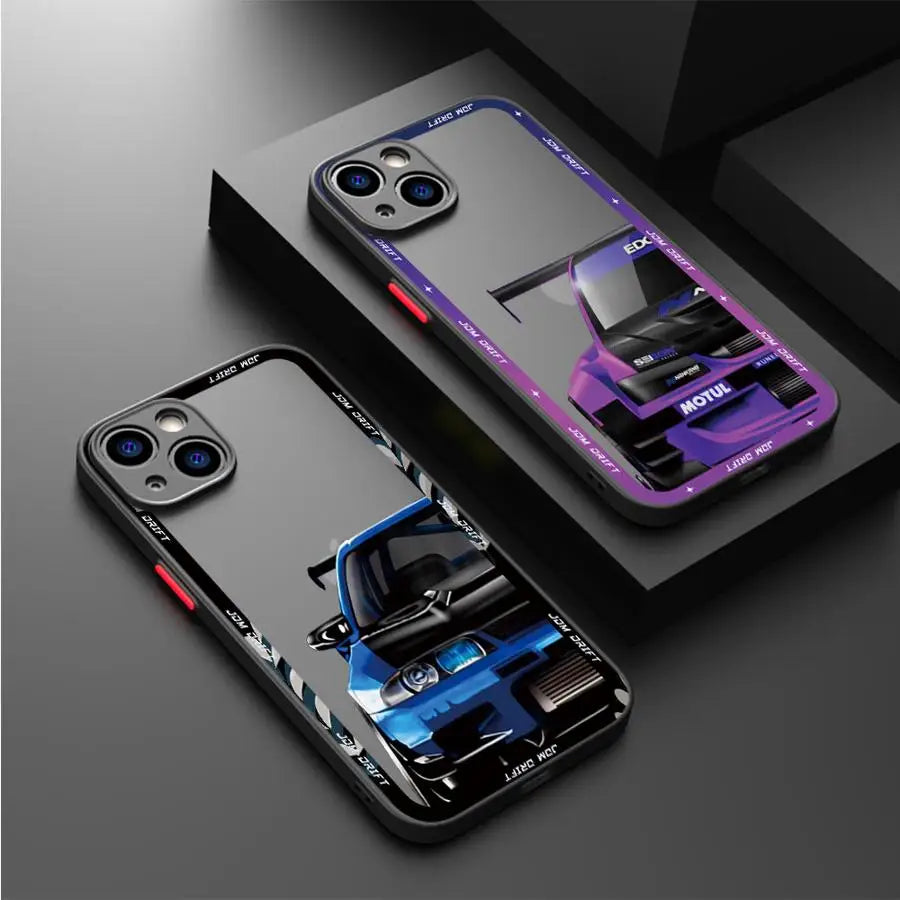 Cool Car Cover Phone Case for iPhone 11 12 Mini 13 14 16 15 Pro 15 16 Pro Max Matte Hard Shell