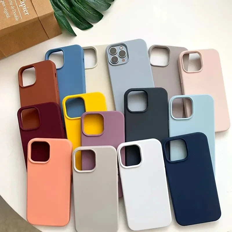 Original Liquid Silicone Case For iPhone 15 14 11 13 12 Pro Max Mini XR X XS 8 7 6 Plus Luxury Phone Cases Shockproof Soft Cover