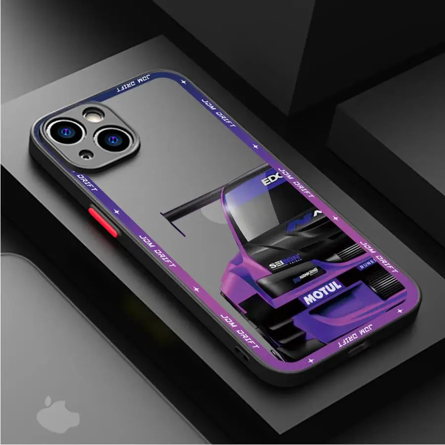 Cool Car Cover Phone Case for iPhone 11 12 Mini 13 14 16 15 Pro 15 16 Pro Max Matte Hard Shell