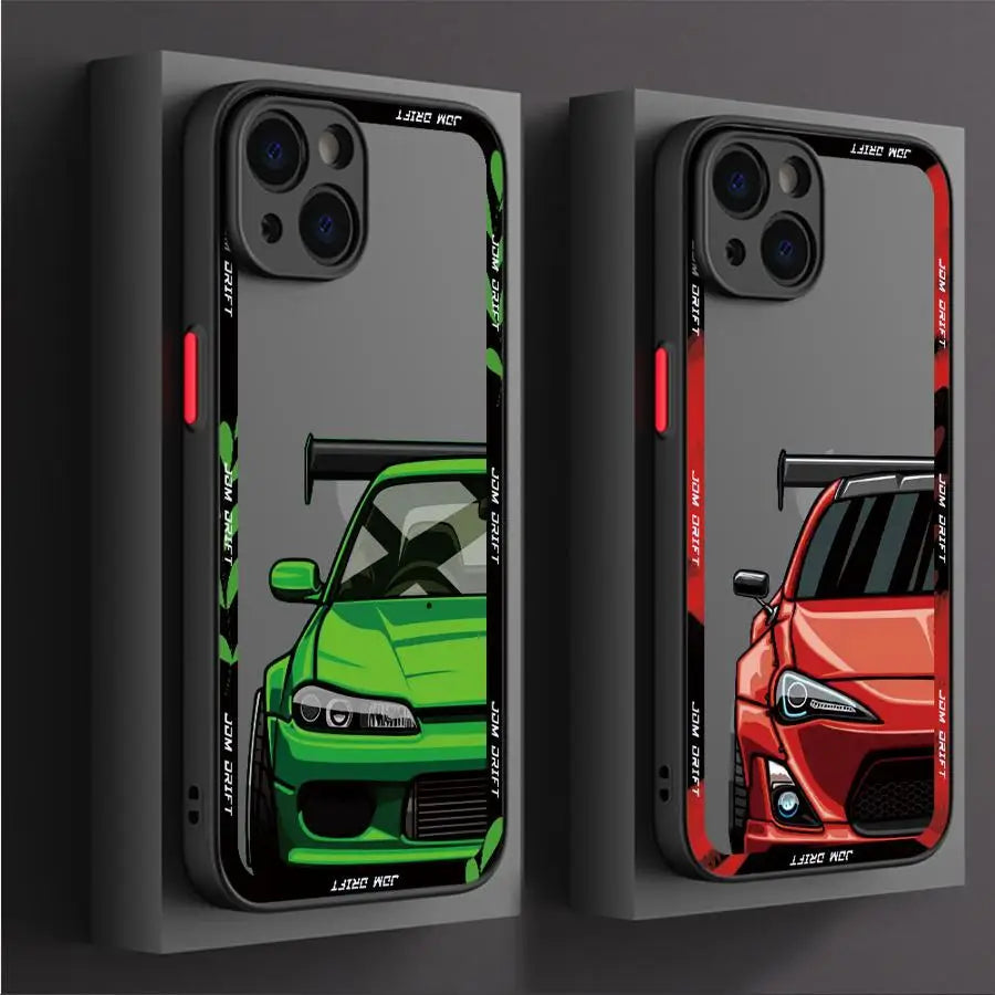 Cool Car Cover Phone Case for iPhone 11 12 Mini 13 14 16 15 Pro 15 16 Pro Max Matte Hard Shell